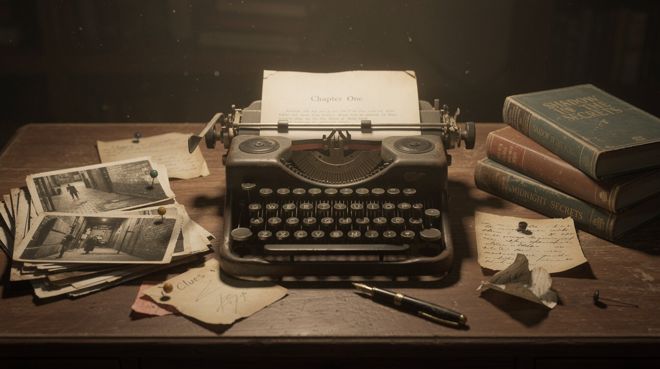 author desk with notes