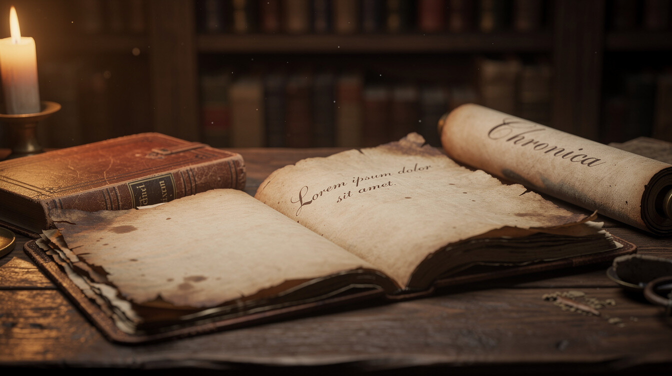 ancient manuscript on table