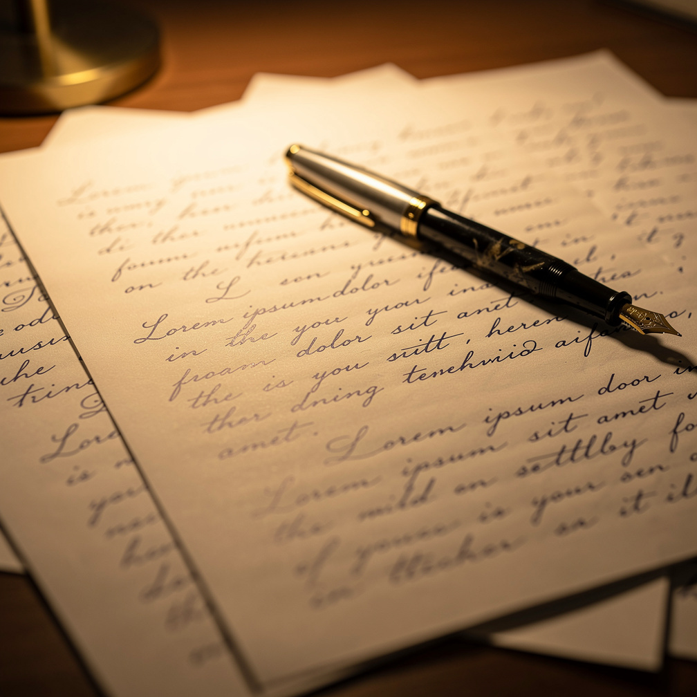 Handwritten manuscript pages with fountain pen and ink